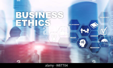 Business Ethnics Philosophie Verantwortung Ehrlichkeit Konzept. Mixed media Hintergrund. Stockfoto