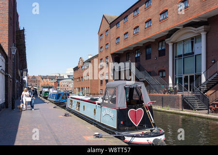 Die Worcester und Birmingham Canal, Gas Street Basin, Birmingham, West Midlands, England, Großbritannien Stockfoto