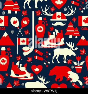 Kanada Zeichen und Symbol, Info-grafische Elemente flachbild Symbole in Seamless Pattern. Stock Vektor