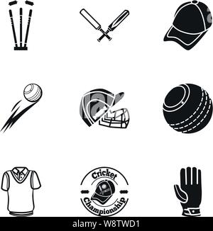 Cricket championship Icon Set. Einfacher Satz von 9 Cricket championship Vector Icons für Web Design auf weißem Hintergrund Stock Vektor