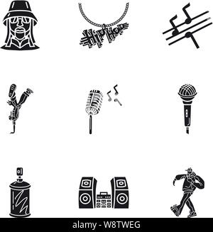 Street Hip Hop Symbol gesetzt. Einfacher Satz von 9 Street hip hop Vector Icons für Web Design auf weißem Hintergrund Stock Vektor
