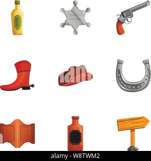 Limousine cowboy Icon Set. Cartoon Set von 9 Limousine cowboy Vector Icons für Web Design auf weißem Hintergrund Stock Vektor