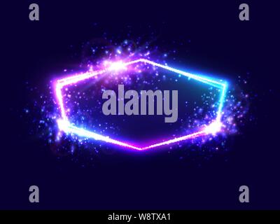 Feier bunt neon Light Frame mit Stern. Stock Vektor