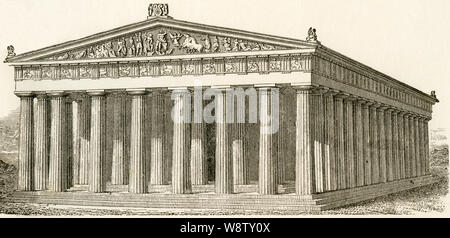 Europa, Griechenland, Athen, Akropolis, Ansicht des Parthenon, Abbildung aus: "Kunsthistorische Bilderbogen', erste Lehrwerk, Bogen 1-120, Verlag von E. A. Seemann, Leipzig, 1878, Europa, Griechenland, Athen, Aussicht auf den Parthenon, Abbildung aus: "Kunsthistorische Bilderbogen" (Kunstgeschichte Image Gallery), erster Teil, durch E. A. Seemann, Leipzig, 1878 veröffentlicht. Stockfoto