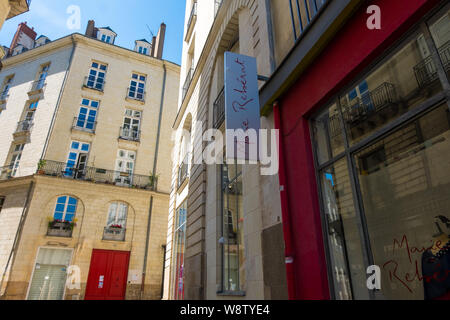 Nantes, Frankreich - Mai 12, 2019: Spaziergang entlang der Straßen im historischen Zentrum von Nantes, Frankreich Stockfoto