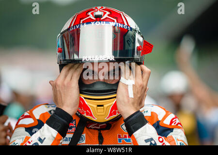 Repsol Honda Team Spanier Marc Marquez bereitet sich für die Österreichische MotoGP Grand Prix Rennen. Stockfoto