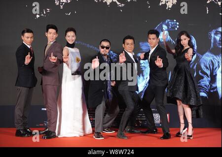 (Von links) der chinesischen Akteure Zhang Jin und Jing Boran, Schauspielerin Wang Luodan, Hong Kong Regisseur Roy Chow Hin - yeung, Schauspieler Tony Leung Ka-fai, Taiwanesische ac Stockfoto