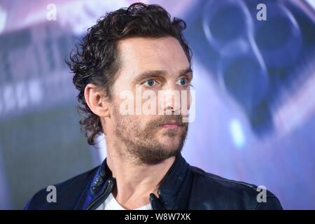 Amerikanische Schauspieler Matthew McConaughey nimmt an einer Pressekonferenz zu seinem neuen Film "INTERSTELLAR" in Shanghai, China, 10. November 2014. Stockfoto