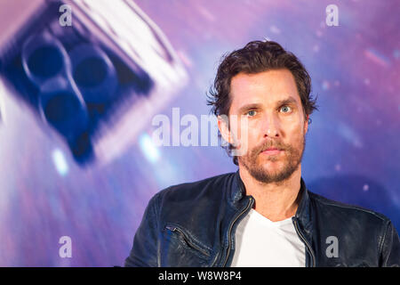 Amerikanische Schauspieler Matthew McConaughey besucht eine Pressekonferenz für die China Premiere seines neuen Films "INTERSTELLAR" in Shanghai, China, 10. November 2. Stockfoto