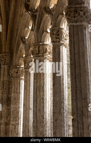 Detail der maßwerk im Kreuzgang der Kathedrale von Oviedo. Der asturischen Hauptstadt Oviedo ist der traditionelle Ausgangspunkt der Camino Primitivo, ein Stockfoto