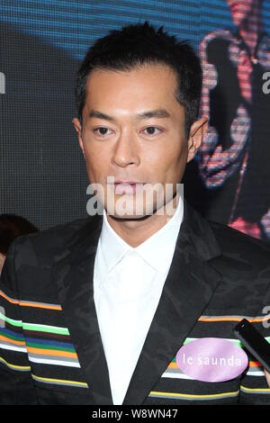 Hong Kong Schauspieler Louis Koo besucht eine Einführungsveranstaltung für neue Kollektionen von Le Saunda in Hongkong, China, 13. November 2014. Stockfoto