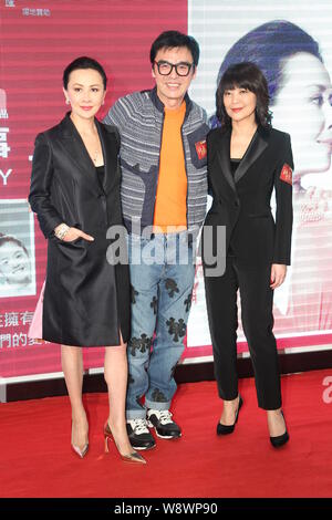 (Von links) Hong Kong Schauspielerin Carina Lau, Schauspieler Kenny Bee und taiwanesischen Schauspielerin Elaine Jin pose bei der Premiere des Films, Peking Liebesgeschichte in der H Stockfoto