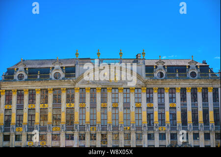 Gebäude und Architektur in den Grand Place, oder Grote Markt, dem zentralen Platz von Brüssel, Belgien. Stockfoto