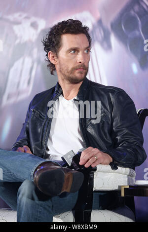 Amerikanische Schauspieler Matthew McConaughey nimmt an einer Pressekonferenz zu seinem neuen Film "INTERSTELLAR" in Shanghai, China, 10. November 2014. Stockfoto