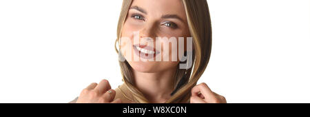 Beauty Fashion Closeup Portrait der kaukasischen Frau Stockfoto