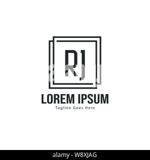 Erste RJ logo Vorlage mit modernen Rahmen. Minimalistische RJ schreiben logo Vector Illustration Design Stock Vektor