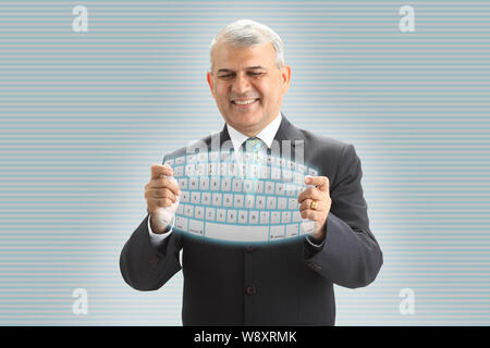 Geschäftsmann mit drahtlosen Tastatur Stockfoto
