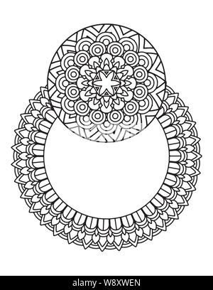 Mandala Muster in Schwarz und Weiß. Nach Malbuch Seite mit Mandalas. Orientalische Muster, Vintage dekorative Rahmen. Hand Vector Illustration gezeichnet. Design Element Stock Vektor