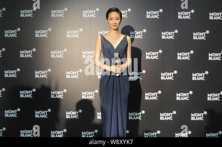 Taiwanesische Schauspielerin Gwei Lun-Mei stellt während einer Pressekonferenz für Montblanc in Shanghai, China, 22. April 2014. Stockfoto