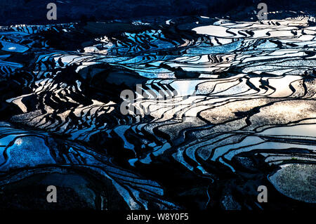 ------ Landschaft von yuanyang Reisterrassen in Yuanyang County, honghe Hani und Yi Autonomen Präfektur, Provinz Yunnan, China, 8. Februar 2014. Y Stockfoto