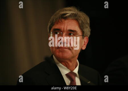 Joe Kaeser, CEO der Siemens AG, wird dargestellt, während einer Pressekonferenz in Peking, China, 9. Juli 2014. Stockfoto