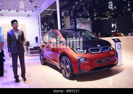 ---- BMW i3 elektrische Auto ist während der 13. Internationalen Automobil Ausstellung zu sehen, auch als Auto China 2014 in Peking bekannt, Stockfoto