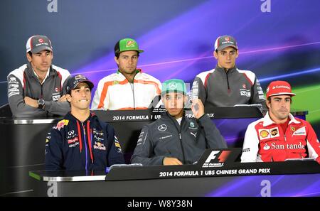 (Von oben nach unten von links nach rechts) Deutsche F1-Pilot Adrian Sutil von Sauber, mexikanische Treiber Sergio Perez von Force India, mexikanische Treiber Esteban Gutierr Stockfoto