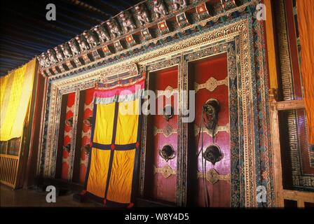 Blick auf das Schlafzimmer der Delay Lama in der Potala Palast in Lhasa, im Südwesten von China Tibet autonomen Region. Stockfoto