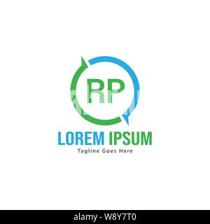 Die ersten RP logo Vorlage mit modernen Rahmen. Minimalistische RP schreiben logo Vector Illustration Design Stock Vektor