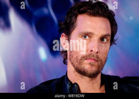 Amerikanische Schauspieler Matthew McConaughey besucht eine Pressekonferenz für die China Premiere seines neuen Films "INTERSTELLAR" in Shanghai, China, 10. November 2. Stockfoto