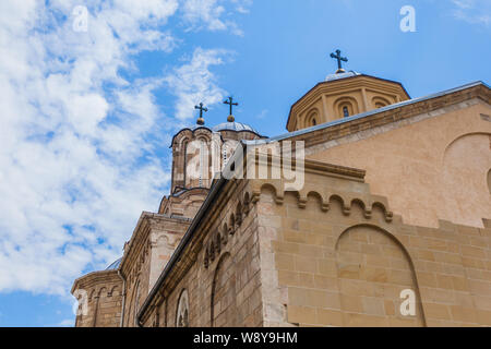 Mittelalterlichen Serbischen Orthodoxen Manasija (Resava) Kloster, Kirche der Heiligen Dreifaltigkeit, Serbien, gegründet von Despoten Stefan Lazarevic. Stockfoto