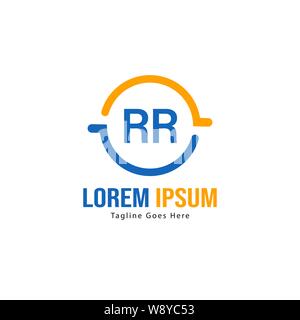 Erste RR logo Vorlage mit modernen Rahmen. Minimalistische RR schreiben logo Vector Illustration Design Stock Vektor