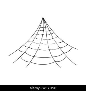 Hängende Spinnennetz auf weißem Hintergrund. Halloween Spinnennetz Element. Cobweb Linienstil an. Vector Illustration für jedes Design. Stock Vektor