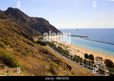 Panoramablick von Las Teresitas Strand, Teneriffa, Spanien Stockfoto