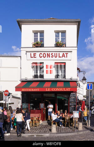 Paris Montmartre Cafe-Le Consulat cafe in Montmartre in Paris, Frankreich, Europa. Stockfoto