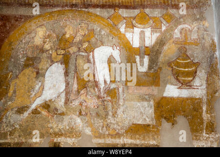 Templer, der Heilige Gral, Mittelalterliche Wandmalereien in Skibet Kirche zu finden, 27. Oktober 2015 Stockfoto