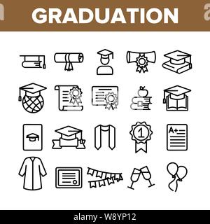 Sammlung Graduierung dünne Linie Icons Set Vector Stock Vektor