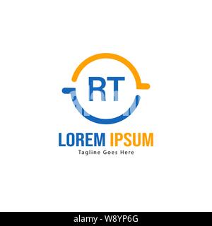 Erste RT logo Vorlage mit modernen Rahmen. Minimalistische RT schreiben logo Vector Illustration Design Stock Vektor