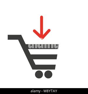 Shopping Cart mit unten gesetzt Linie Vektor minimalistisch-Symbol. VECTOR ILLUSTRATION. EPS 10. Stock Vektor