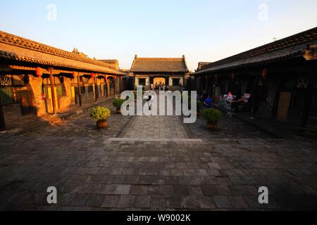 Ansicht der alten Gebäude in der alten Stadt von Ping Yao in Pingyao County, North China Provinz Shanxi, 12. Juli 2012. Stockfoto