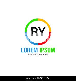 Erste RY logo Vorlage mit modernen Rahmen. Minimalistische RY schreiben logo Vector Illustration Design Stock Vektor