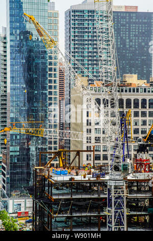Luftaufnahme von Hudson Yards ist eine große Entwicklung in Manhattan, New York City, USA. Stockfoto