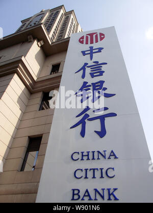 ---- Repräsentant von China CITIC Bank abgebildet ist in Nanjing City, East China Jiangsu Provinz, 22. April 2014. CITIC Pacific Ltd sagte, es Secu hatte Stockfoto