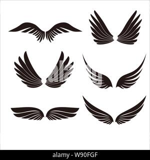 Flügel Symbole auf dem weißen Hintergrund für Grafik- und Webdesign. Einfachen Vektor unterzeichnen. Stock Vektor