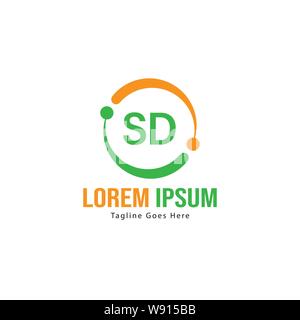 Erste SD-logo Vorlage mit modernen Rahmen. Minimalistische SD schreiben logo Vector Illustration Design Stock Vektor