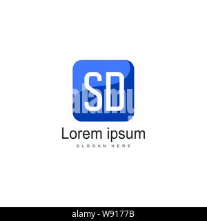 Erste SD-logo Vorlage mit modernen Rahmen. Minimalistische SD schreiben logo Vector Illustration Design Stock Vektor