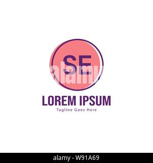 Erste SE logo Vorlage mit modernen Rahmen. Minimalistische SE schreiben logo Vector Illustration Design Stock Vektor
