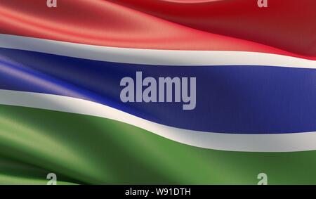 Hohe Auflösung close-up Flagge Gambia. 3D-Darstellung. Stockfoto