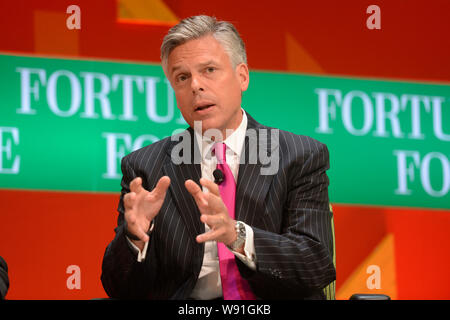 Der ehemalige US-Botschafter in China Jon Huntsman an einem sub spricht - Forum des 12 Fortune Global Forum in Chengdu City, im Südwesten Chinas Provinz Sichuan, Stockfoto