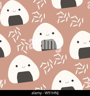 Vektor nahtlose Muster von onigiri und Reis Stock Vektor